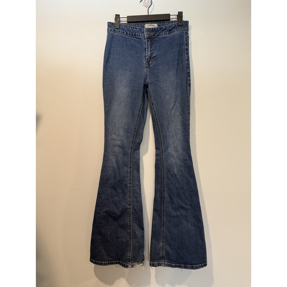 Rock & Roll Denim Bargain Button Flare Jeans 28** Stretch Hippie Travel Western